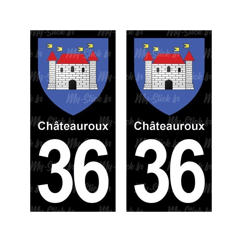 Blason Châteauroux - Stickers plaque immatriculation 36