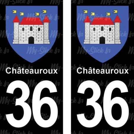 Blason Châteauroux - Stickers plaque immatriculation 36