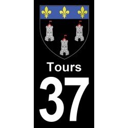 Blason Tours - Stickers plaque immatriculation 37