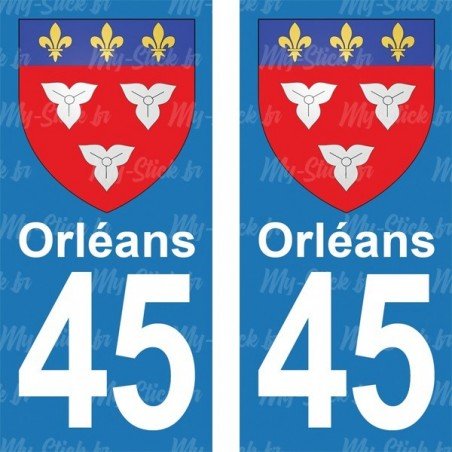 Blason Orléans - Stickers plaque immatriculation 45
