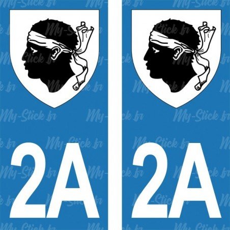 Stickers blason plaque immatriculation 2A