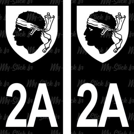 Stickers blason plaque immatriculation 2A