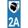Stickers blason plaque immatriculation 2A