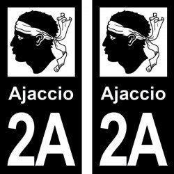 Blason Ajaccio - Stickers plaque immatriculation 2A