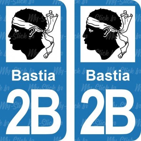 Blason Bastia - Stickers plaque immatriculation 2B