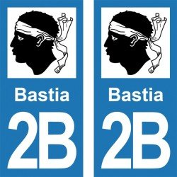 Blason Bastia - Stickers plaque immatriculation 2B