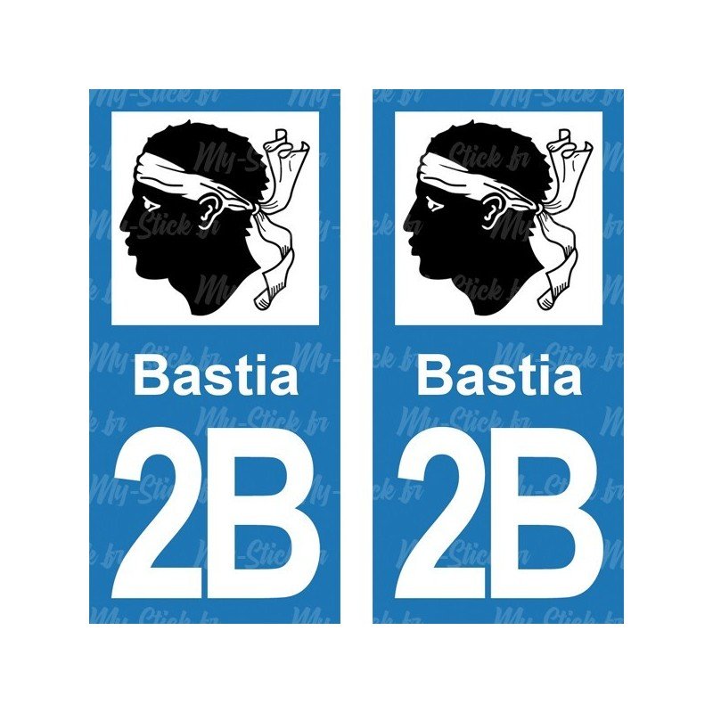 Blason Bastia - Stickers plaque immatriculation 2B