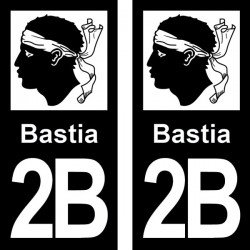 Blason Bastia - Stickers plaque immatriculation 2B