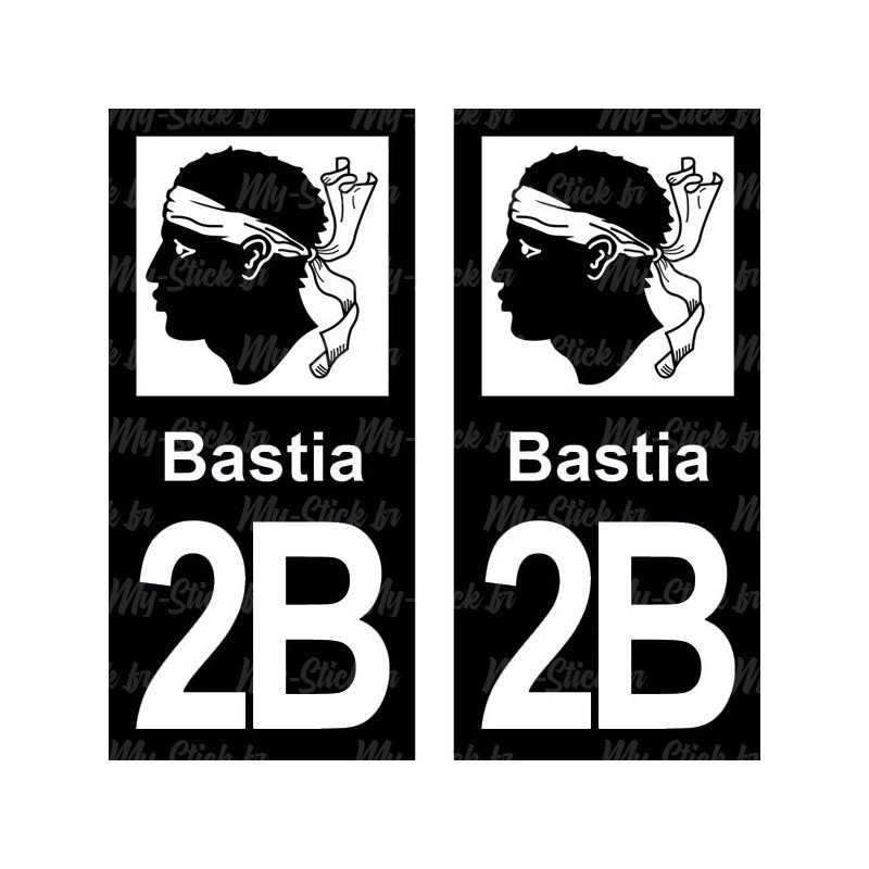 Blason Bastia - Stickers plaque immatriculation 2B