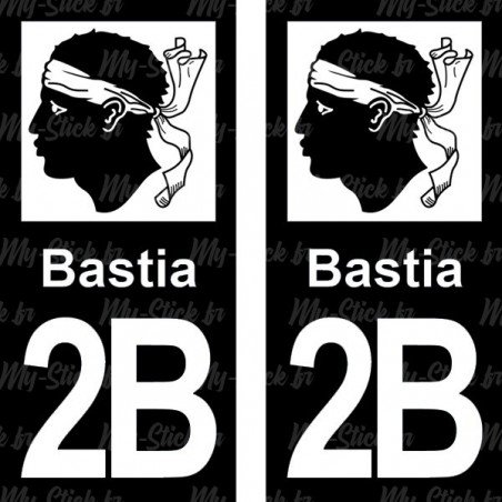 Blason Bastia - Stickers plaque immatriculation 2B