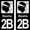 Blason Bastia - Stickers plaque immatriculation 2B