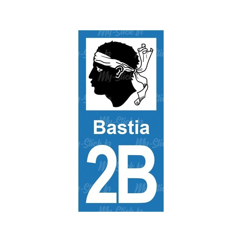 Blason Bastia - Stickers plaque immatriculation 2B