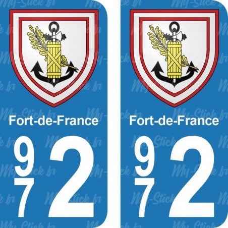 Blason  Fort-de-France - Stickers plaque immatriculation 972