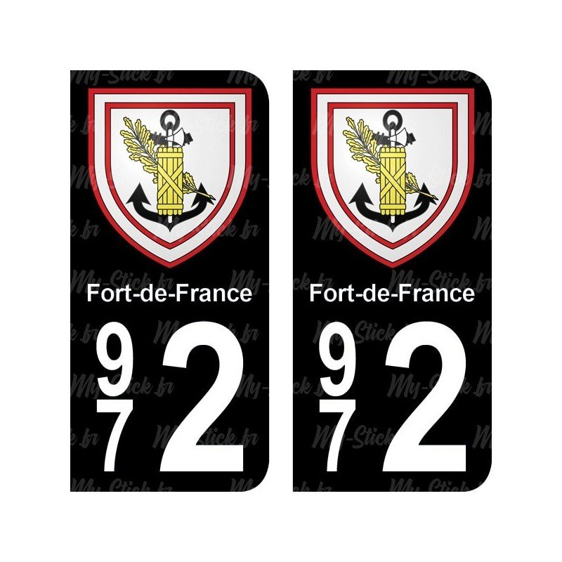 Blason  Fort-de-France - Stickers plaque immatriculation 972