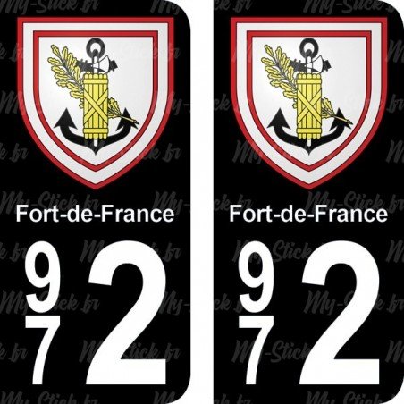 Blason  Fort-de-France - Stickers plaque immatriculation 972