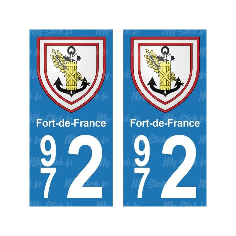 Blason  Fort-de-France - Stickers plaque immatriculation 972