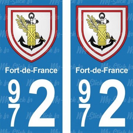 Blason  Fort-de-France - Stickers plaque immatriculation 972