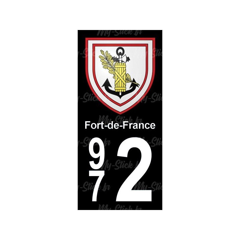 Blason  Fort-de-France - Stickers plaque immatriculation 972