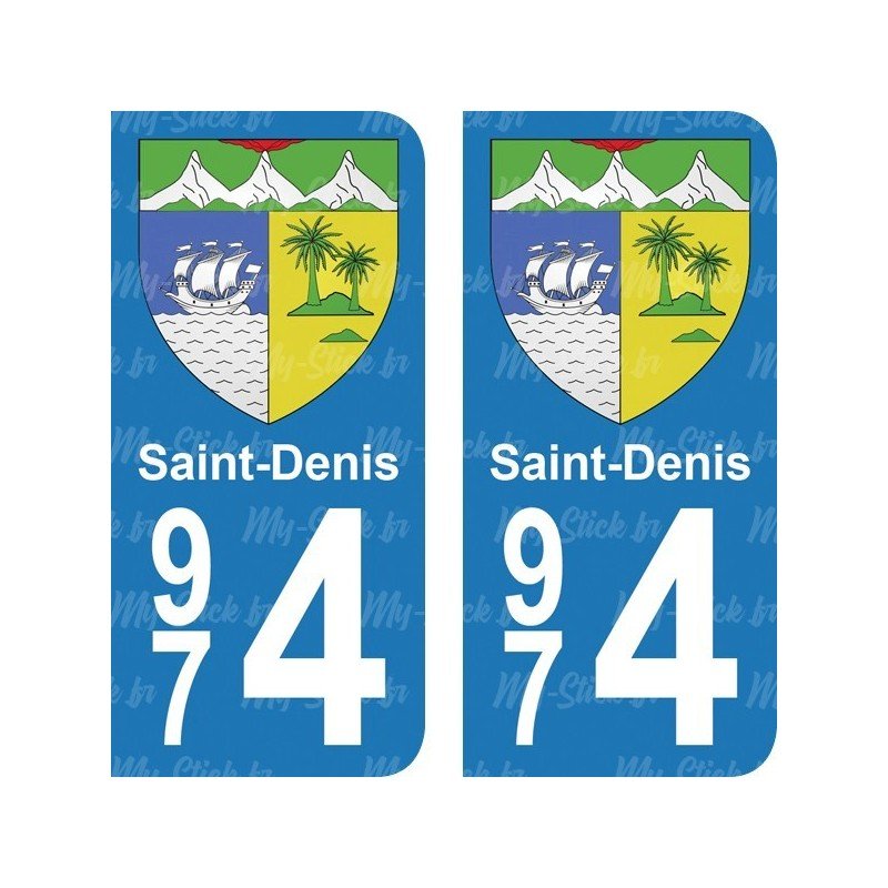 Blason Saint-Denis - Stickers plaque immatriculation 974