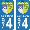 Blason Saint-Denis - Stickers plaque immatriculation 974