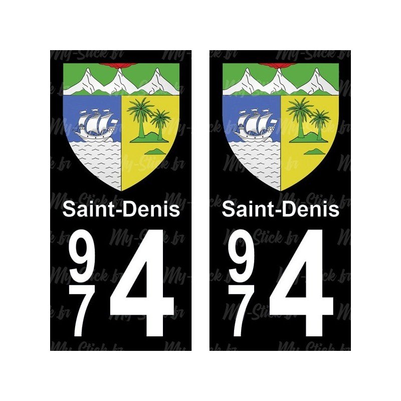 Blason Saint-Denis - Stickers plaque immatriculation 974