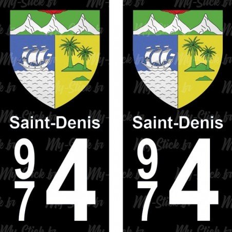 Blason Saint-Denis - Stickers plaque immatriculation 974