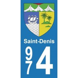 Blason Saint-Denis - Stickers plaque immatriculation 974