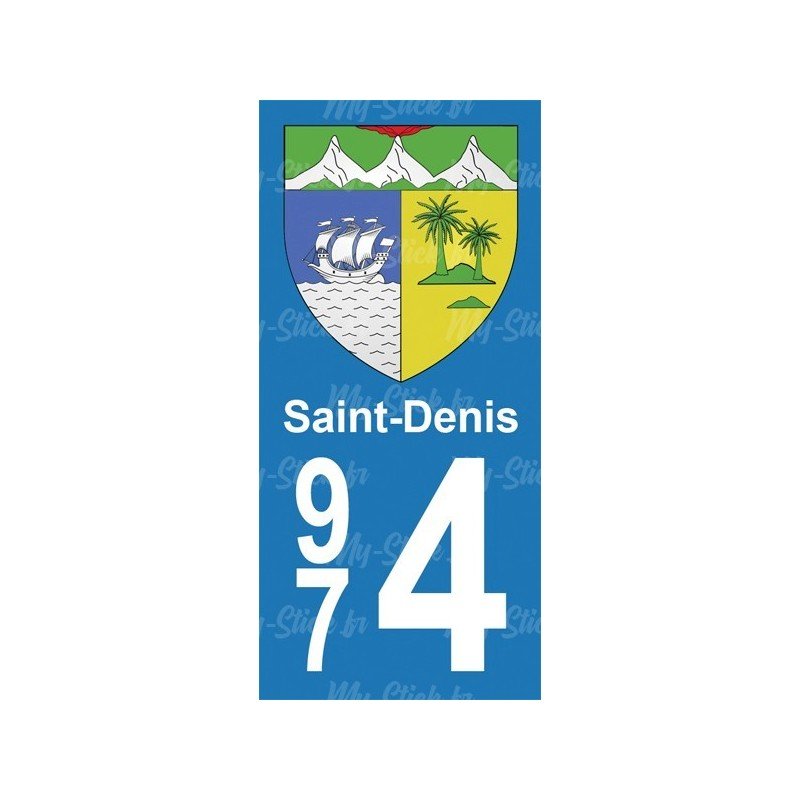 Blason Saint-Denis - Stickers plaque immatriculation 974