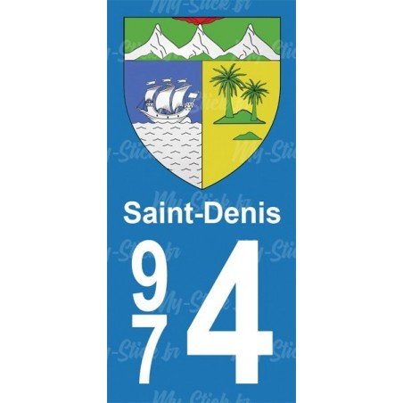 Blason Saint-Denis - Stickers plaque immatriculation 974