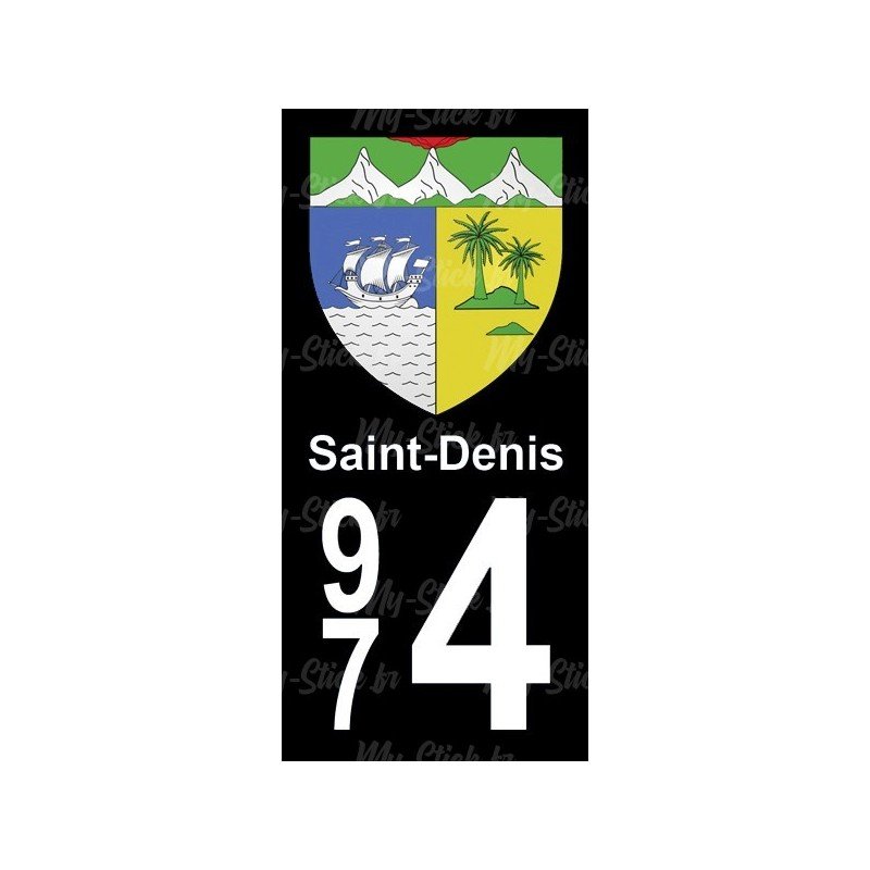 Blason Saint-Denis - Stickers plaque immatriculation 974