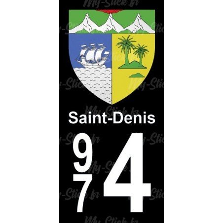 Blason Saint-Denis - Stickers plaque immatriculation 974