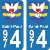 Blason Saint-Paul - Stickers plaque immatriculation 974