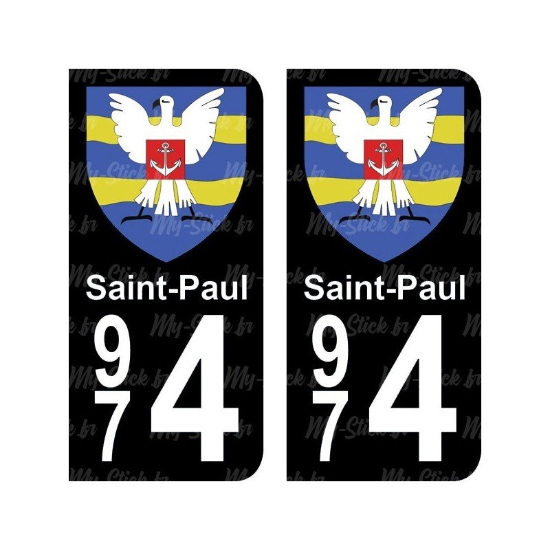 Blason Saint-Paul - Stickers plaque immatriculation 974