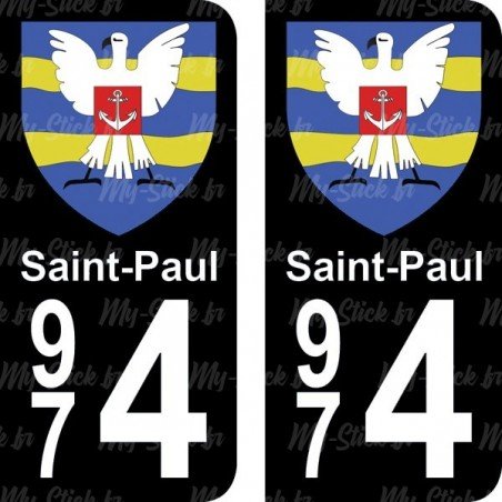 Blason Saint-Paul - Stickers plaque immatriculation 974