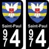 Blason Saint-Paul - Stickers plaque immatriculation 974