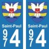 Blason Saint-Paul - Stickers plaque immatriculation 974