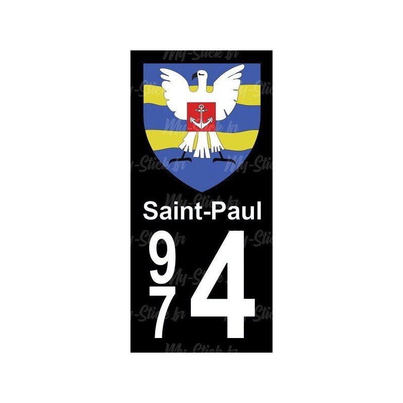 Blason Saint-Paul - Stickers plaque immatriculation 974