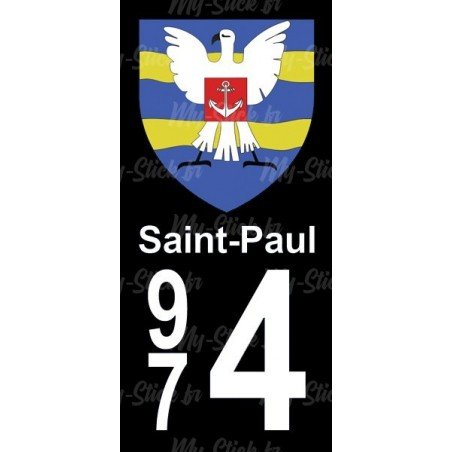 Blason Saint-Paul - Stickers plaque immatriculation 974