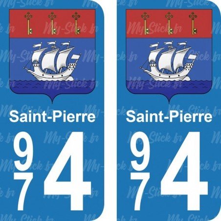 Blason Saint-Pierre - Stickers plaque immatriculation 974