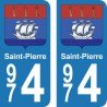 Blason Saint-Pierre - Stickers plaque immatriculation 974