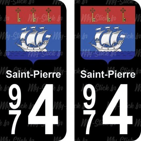 Blason Saint-Pierre - Stickers plaque immatriculation 974