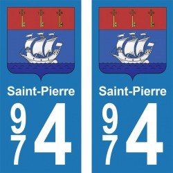 Blason Saint-Pierre - Stickers plaque immatriculation 974