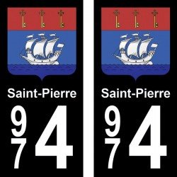 Blason Saint-Pierre - Stickers plaque immatriculation 974