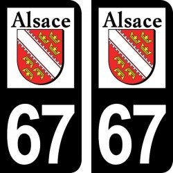 Stickers plaque immatriculation 67 Alsace