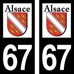 Stickers plaque immatriculation 67 Alsace