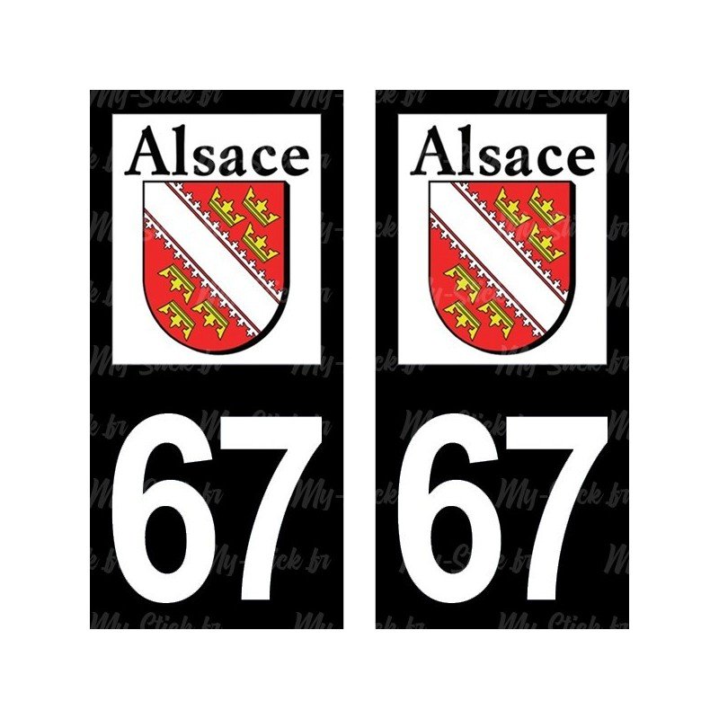 Stickers plaque immatriculation 67 Alsace