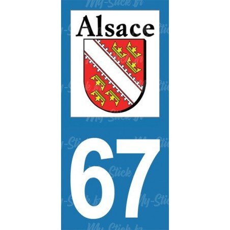 Stickers plaque immatriculation 67 Alsace