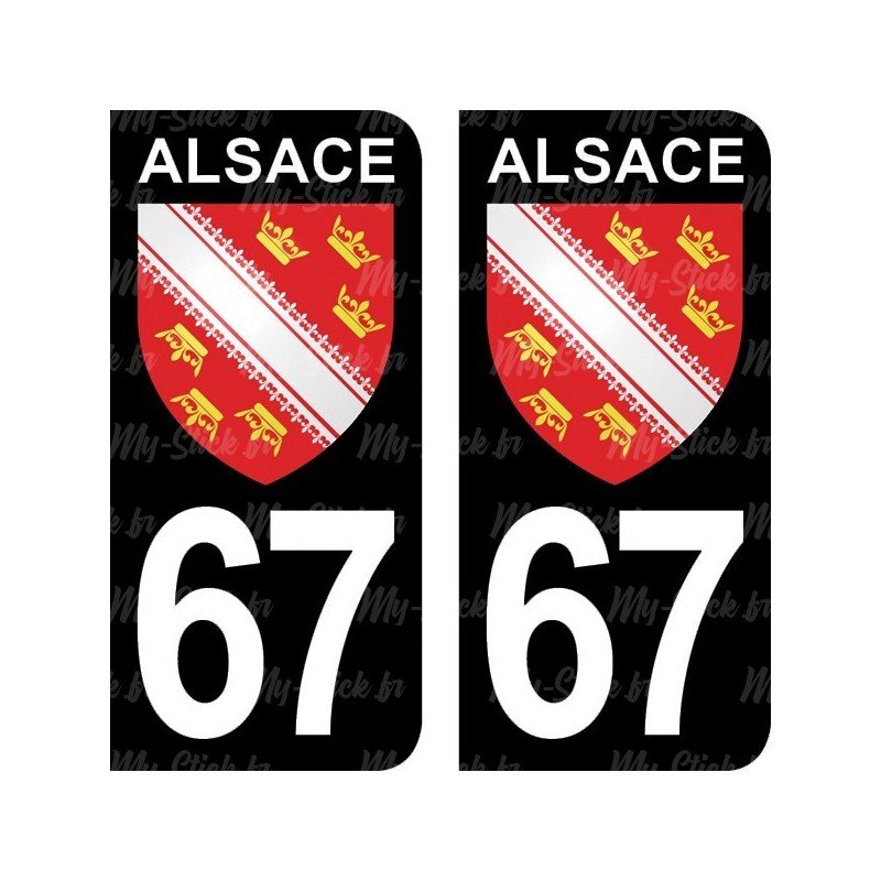 Blason Alsace - Stickers plaque immatriculation 67