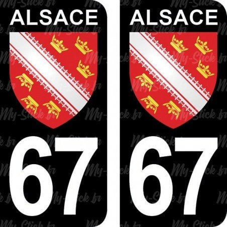 Blason Alsace - Stickers plaque immatriculation 67