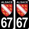 Blason Alsace - Stickers plaque immatriculation 67